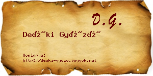 Deáki Győző névjegykártya